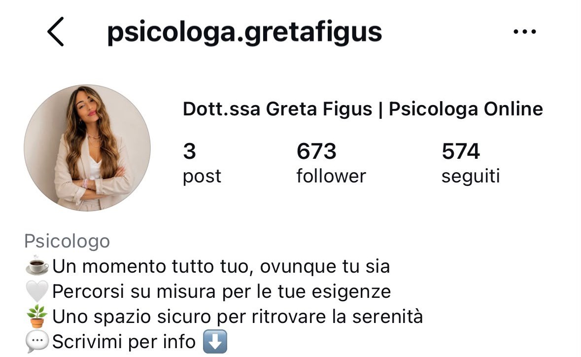 Anteprima del profilo Instagram di Greta Figus